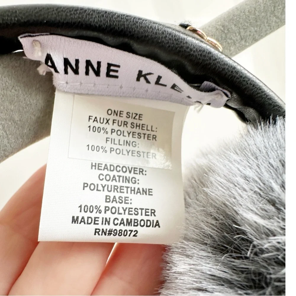 NWT Puff Ball Ear Muffs Anne Klein Gray Faux Fur One Size